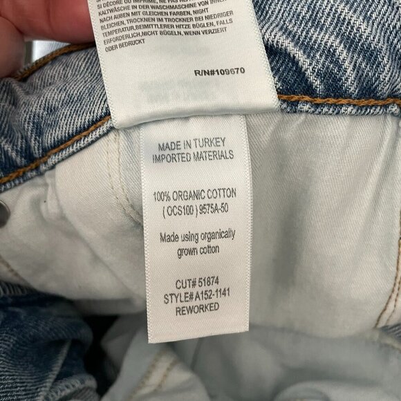 Agolde Reworked 90s High Rise Denim Casual Straight Leg Paperbag Jeans Blue 25 - Picture 10 of 11